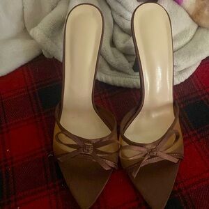 Women's High-Heel Sandals With Bowknot, Coffee Brown